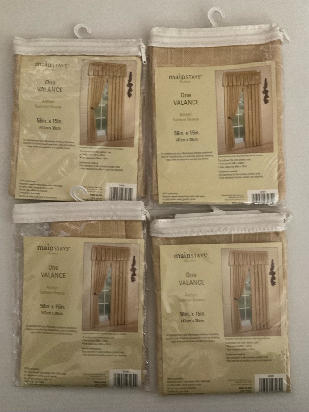 NEW Mainstays Lot of 4 Amber Summer Breeze Valances- Light Brown Window Topper
